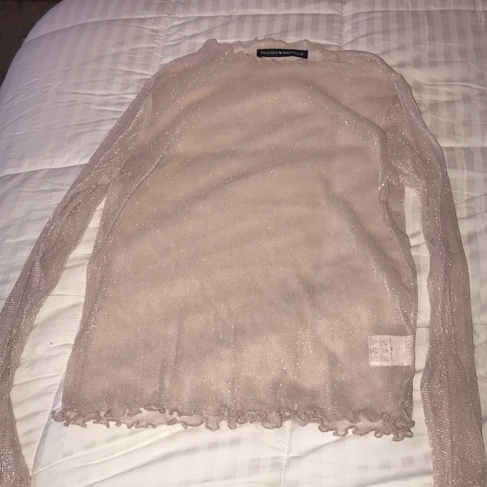 Fun pink sparkly brandy Melville top! NEVER WORN!!